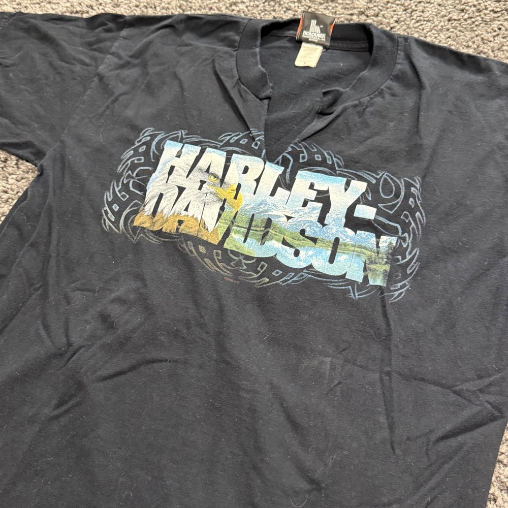 Vintage Harley Davidson T Shirt Mens Black Excellent Ocala FL Graphic Large